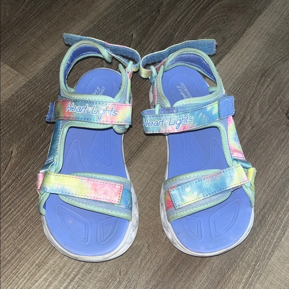 SKECHERS U LIGHTS Tie Dye Multicolor Strap Sandal Sz 3 Big Girls - Picture 1 of 7